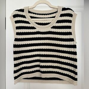 Classy Stripe Crochet Sweater Vest